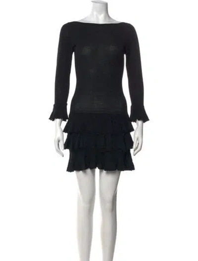 Pre-owned Doen Merino Wool Mini Dress In Black