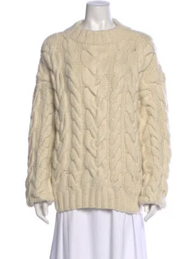 Pre-owned Doen Merino Wool Mock Neck Sweater In Neutral