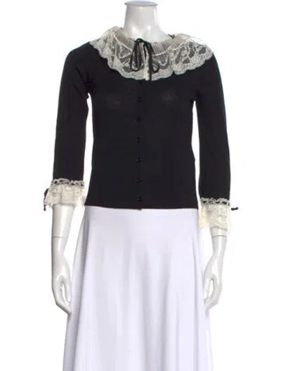 Pre-owned Doen Merino Wool Open Front Sweater In Black