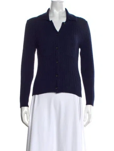 Pre-owned Doen Merino Wool Open Front Sweater In Blue