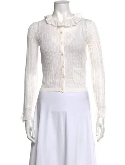 Pre-owned Doen Merino Wool Open Front Sweater In White