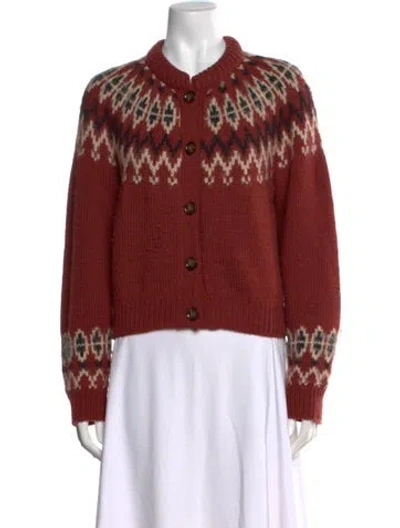Pre-owned Doen Merino Wool Patterned Sweater In Red