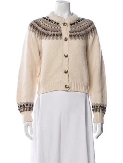 Pre-owned Doen Merino Wool Patterned Sweater W/ Tags In Neutrals