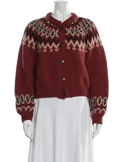 Pre-owned Doen Merino Wool Printed Sweater In Red