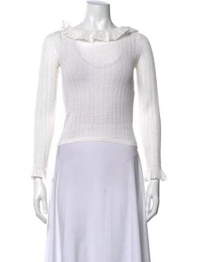 Pre-owned Doen Merino Wool Scoop Neck Blouse In White
