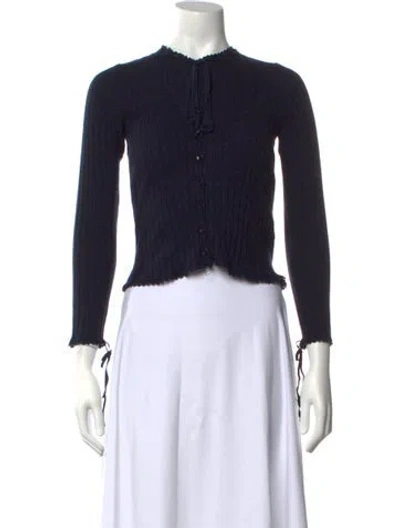 Pre-owned Doen Merino Wool Tie Neck Sweater In Blue