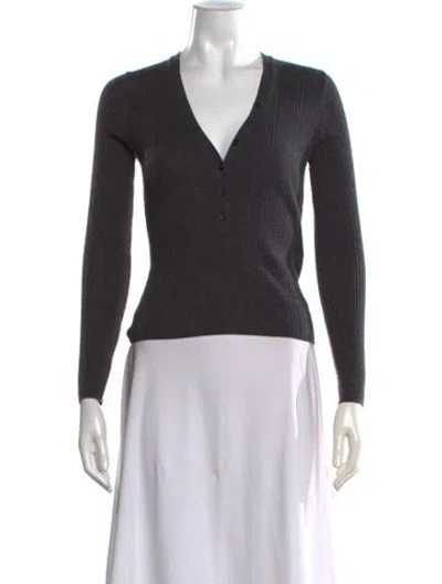 Pre-owned Doen Merino Wool V-neck Sweater In Grey