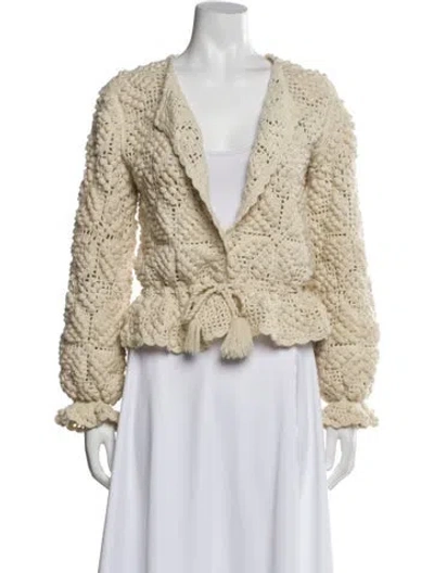 Pre-owned Doen Merino Wool V-neck Sweater In Neutral