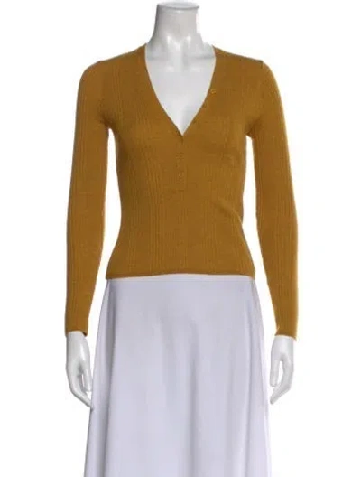 Pre-owned Doen Merino Wool V-neck Sweater In Yellow