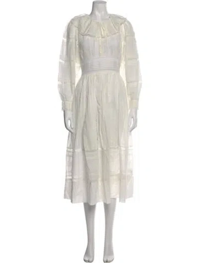 Pre-owned Doen Midi Length Dress W/ Tags In White
