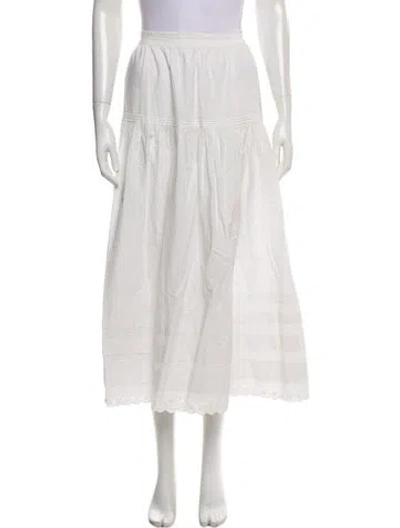 Pre-owned Doen Midi Length Skirt In White