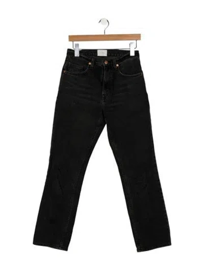 Pre-owned Doen Mid-rise Straight Leg Jeans In Black