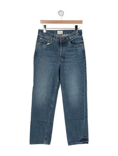 Pre-owned Doen Mid-rise Straight Leg Jeans In Blue