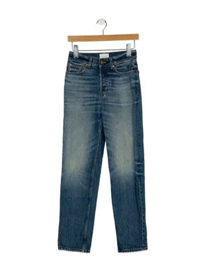 Pre-owned Doen Mid-rise Straight Leg Jeans In Blue