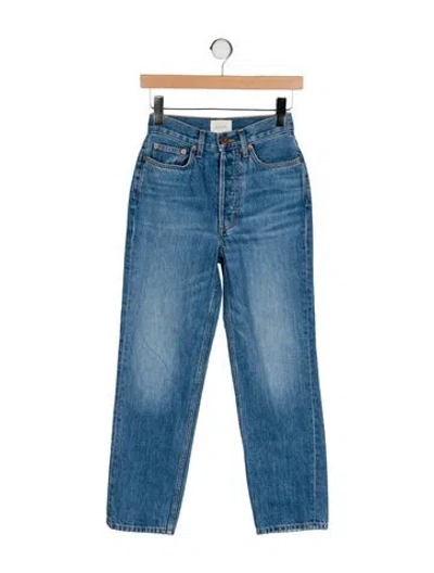 Pre-owned Doen Mid-rise Straight Leg Jeans In Blue