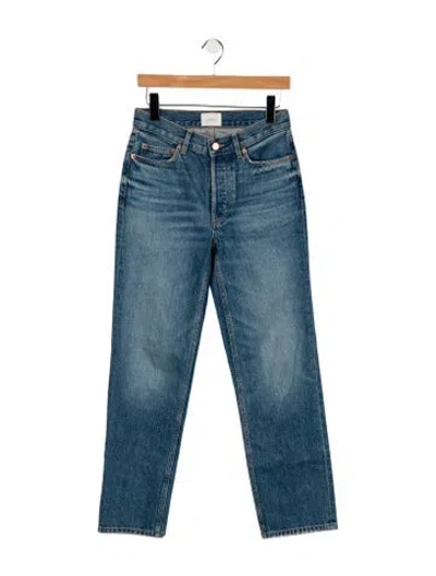 Pre-owned Doen Mid-rise Straight Leg Jeans In Blue