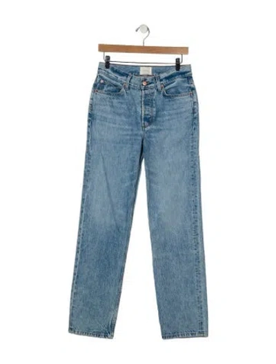 Pre-owned Doen Mid-rise Straight Leg Jeans In Blue
