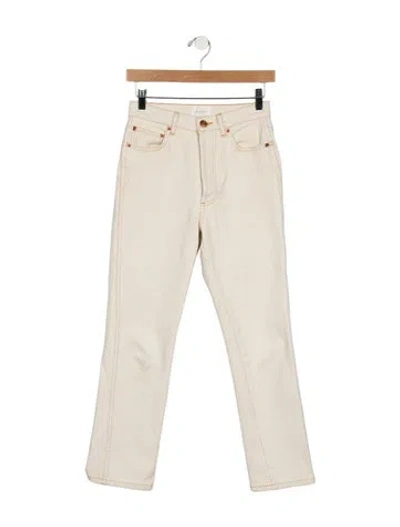 Pre-owned Doen Mid-rise Straight Leg Jeans In White