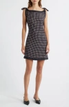 Doen Dôen Millane Paisley Petal Tie Shoulder Silk Blend Shift Minidress In Black