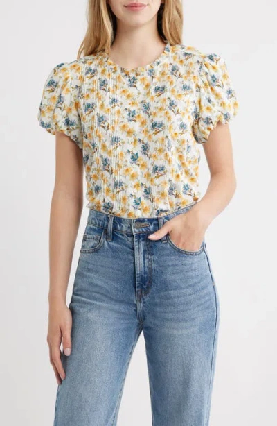Doen Dôen Millie Puff Sleeve Organic Cotton Top In Multi