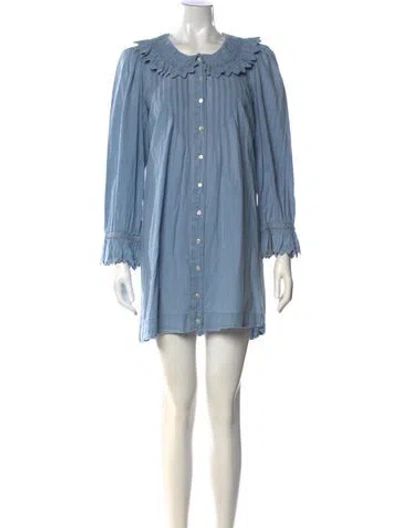 Pre-owned Doen Mini Dress In Blue