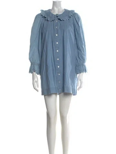 Pre-owned Doen Mini Dress In Blue