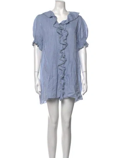 Pre-owned Doen Mini Dress In Blue