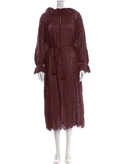 Pre-owned Doen Mock Neck Knee-length Dress In Burgundy