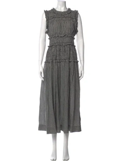 Pre-owned Doen Mock Neck Long Dress In Black