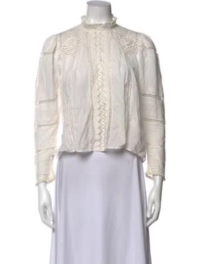 Pre-owned Doen Mock Neck Long Sleeve Blouse In Neutrals