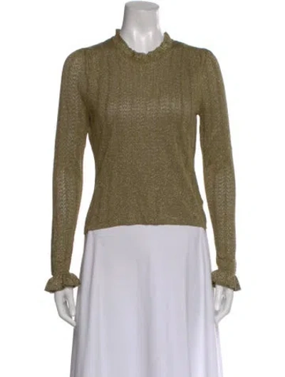 Pre-owned Doen Mock Neck Long Sleeve Blouse W/ Tags In Green