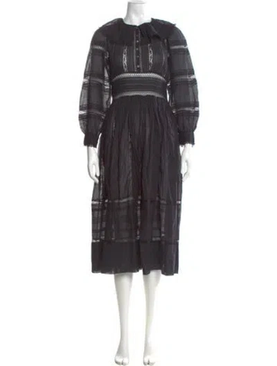 Pre-owned Doen Mock Neck Midi Length Dress W/ Tags In Gray