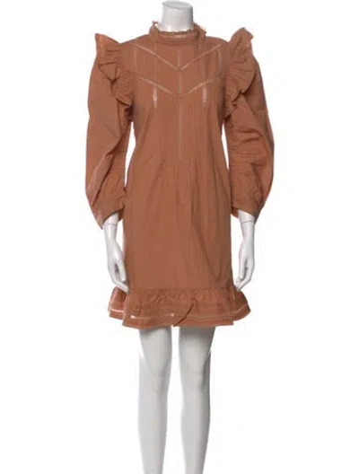 Pre-owned Doen Mock Neck Mini Dress In Orange