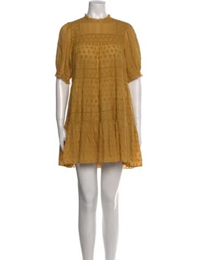 Pre-owned Doen Mock Neck Mini Dress In Yellow