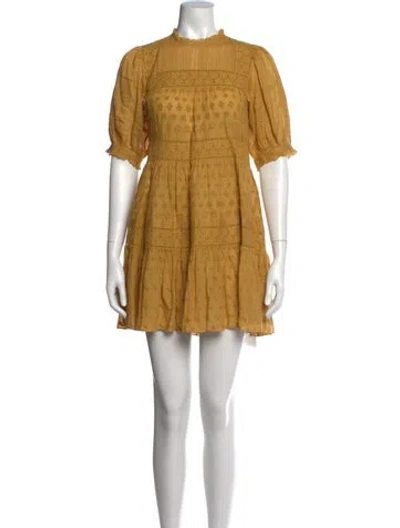Pre-owned Doen Mock Neck Mini Dress In Yellow