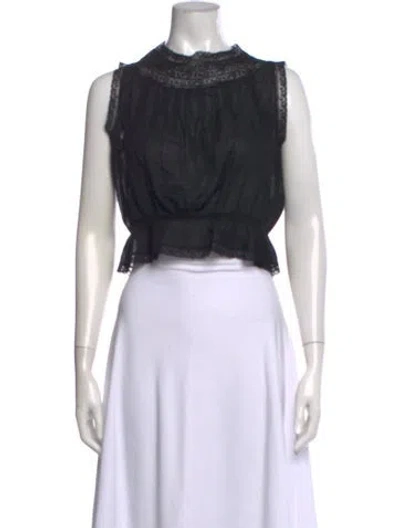 Pre-owned Doen Mock Neck Sleeveless Blouse In Black