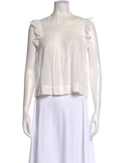 Pre-owned Doen Mock Neck Sleeveless Blouse In Neutral