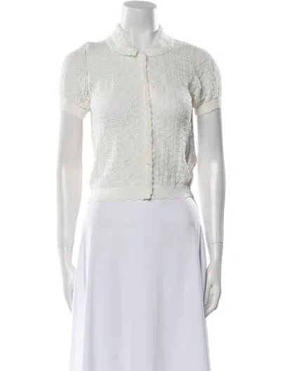 Pre-owned Doen Mock Neck Sweater In White