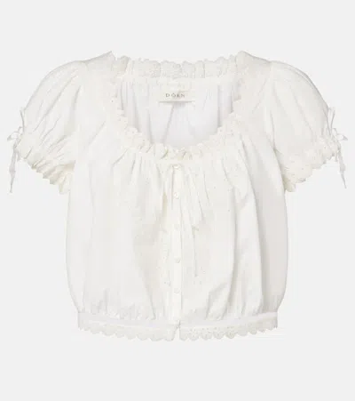 Doen Dôen Nera Embroidered Cotton Top In White