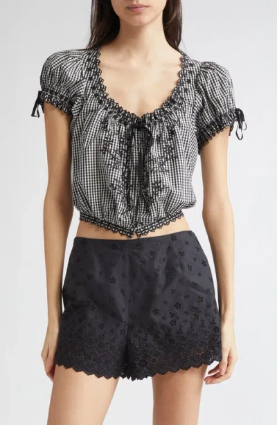 DOEN DÔEN NERA EYELET RUFFLE ORGANIC COTTON CROP TOP