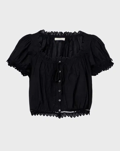 Doen Nera Broderie-anglaise Blouse In Black