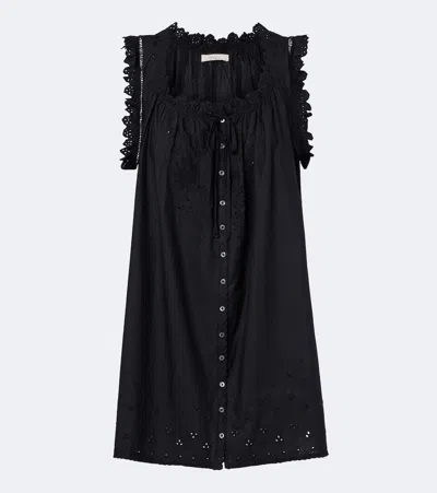 Doen Dôen Nessie Broderie Anglaise Cotton Minidress In Black
