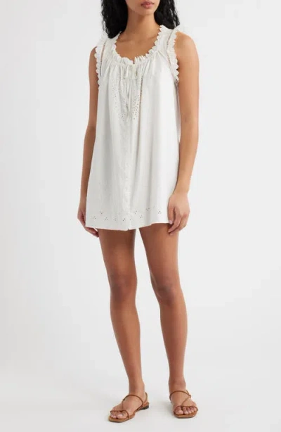 Doen Dôen Nessie Eyelet Organic Cotton Shift Minidress In White
