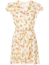 Doen Dianne Floral-print Silk-blend Twill Mini Dress In Neutrals