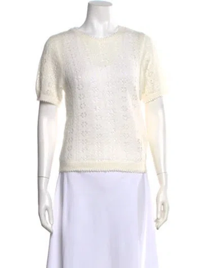 Pre-owned Doen Nylon Floral Print Sweater W/ Tags In White