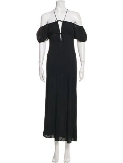 Pre-owned Doen Off-the-shoulder Long Dress In Black