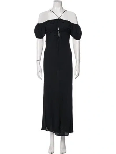 Pre-owned Doen Off-the-shoulder Long Dress In Black