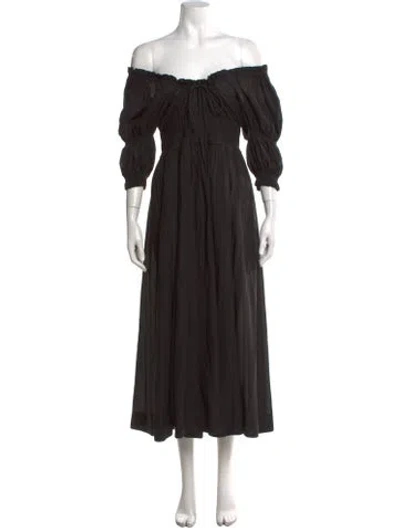 Pre-owned Doen Off-the-shoulder Long Dress In Black
