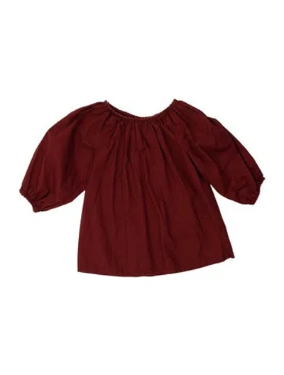 Pre-owned Doen Off-the-shoulder Long Sleeve Blouse In Brown