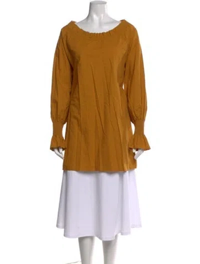 Pre-owned Doen Off-the-shoulder Long Sleeve Blouse In Yellow